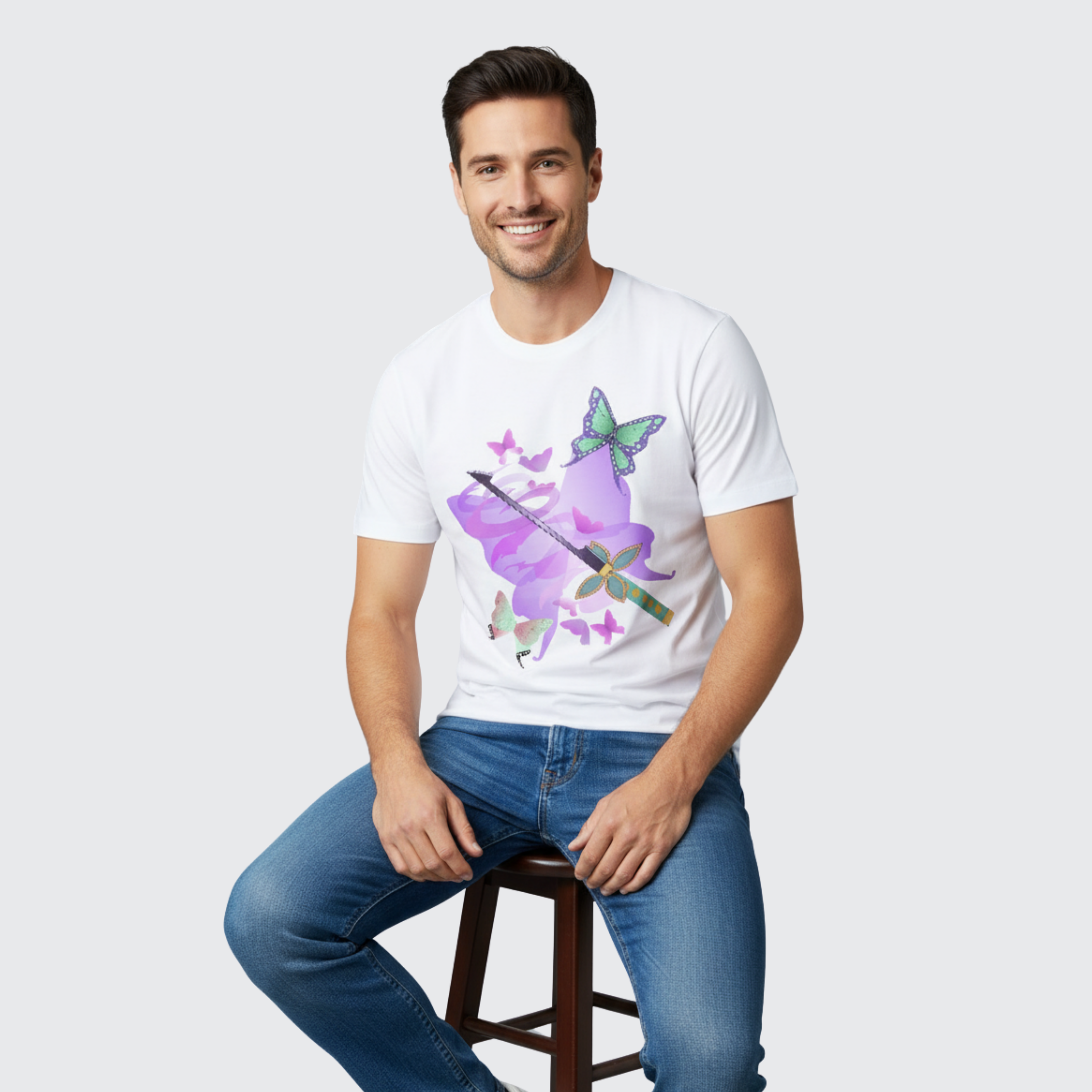 A single green leaf against a white background.