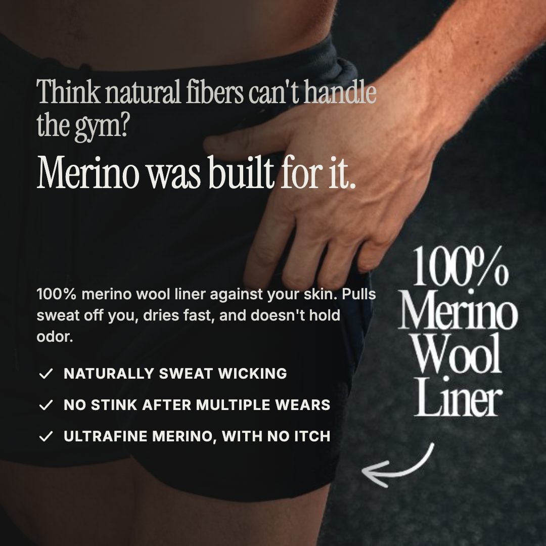 The Apex Short - (100% Organic Cotton + 100% Merino Wool Liner)