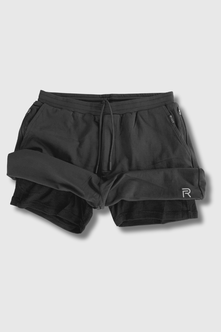 The Apex Short (100% Organic Cotton + 100% Merino Wool Liner) - Black - 5.5"