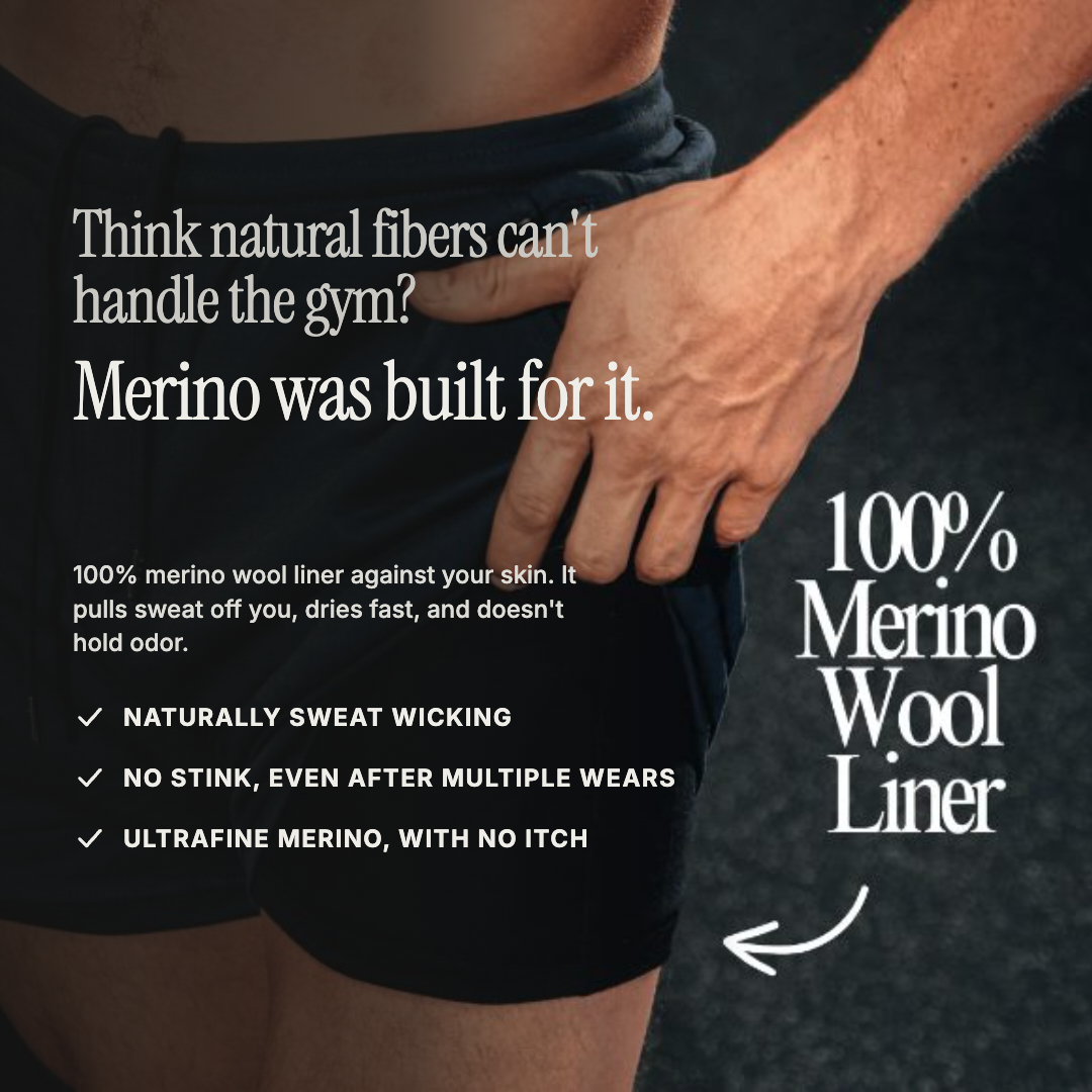 The Apex Short - (100% Organic Cotton + 100% Merino Wool Liner)