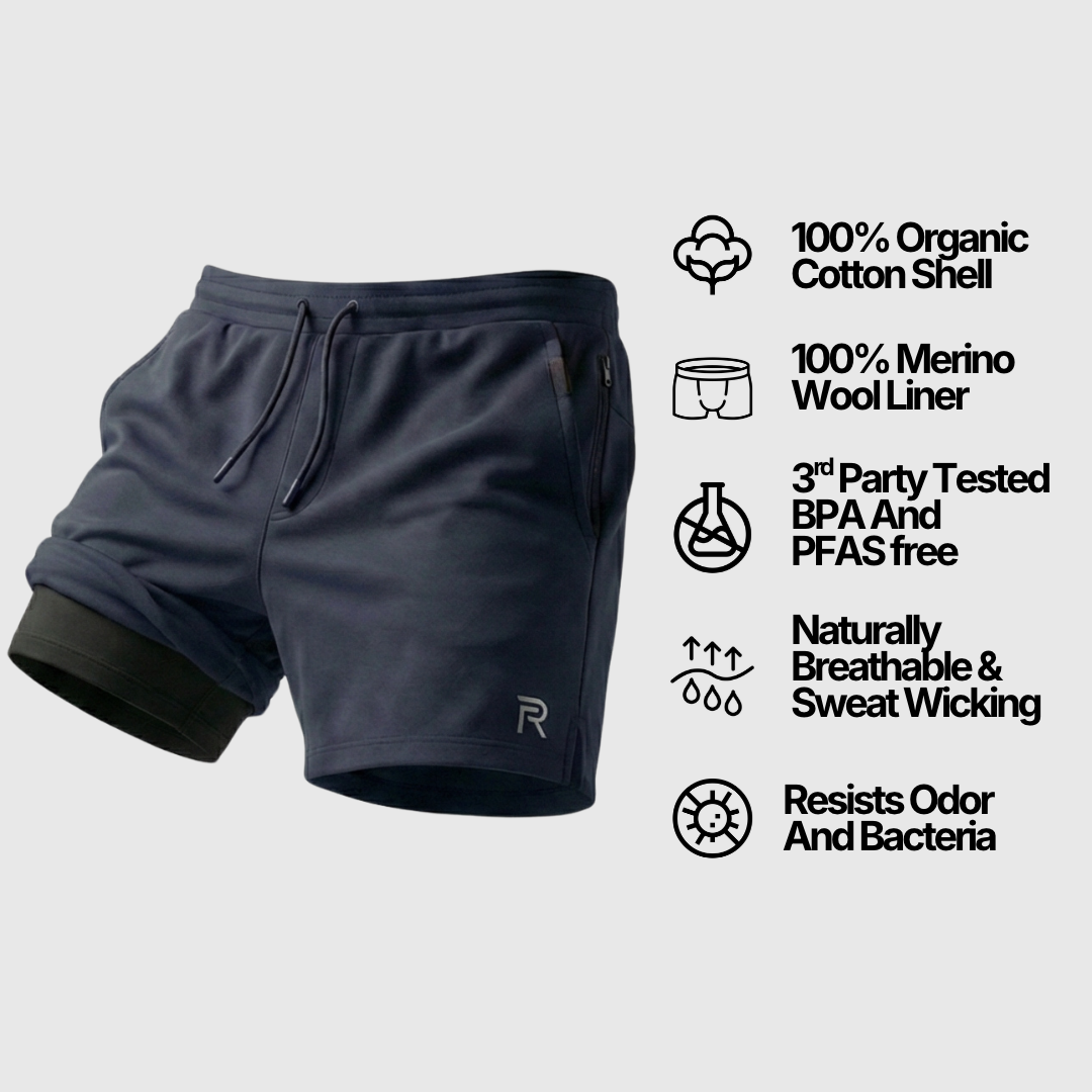 The Apex Short - (100% Organic Cotton + 100% Merino Wool Liner)