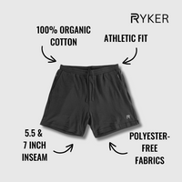 The Apex Short (100% Organic Cotton + 100% Merino Wool Liner) - Navy - 5.5"