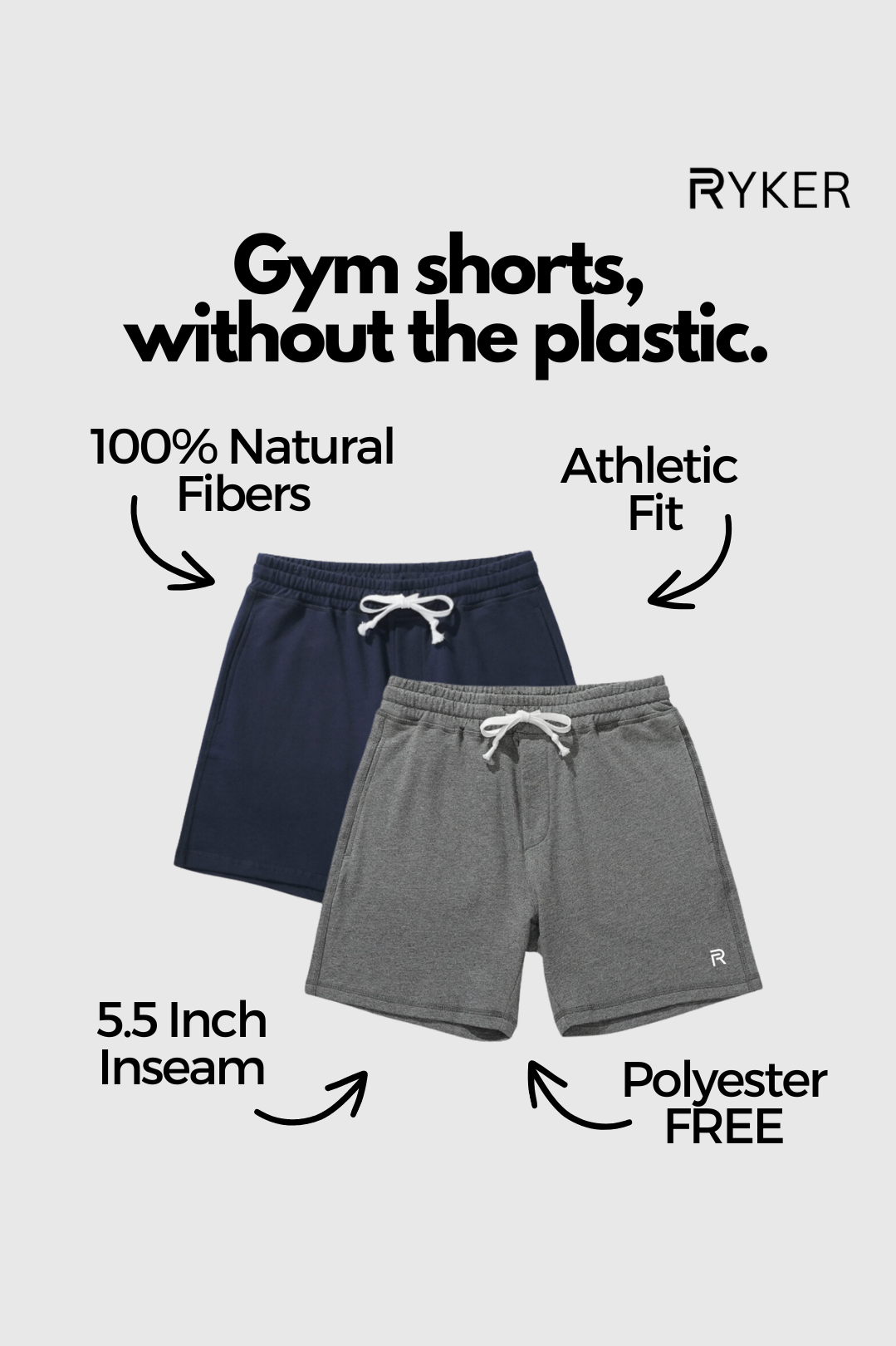 The Vitality 100% Cotton 5.5" Gym Short - Stone (25% OFF)