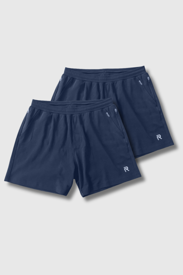 The Ascend 100% Organic Cotton Shorts - Navy - 5.5" - 2 Pack